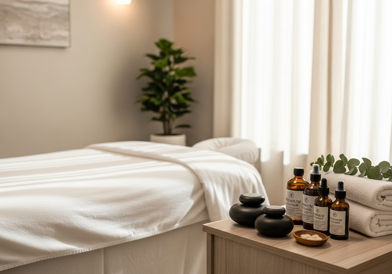 Peaceful massage therapy session in relaxation room at Wellness Revive Clinic in Edison