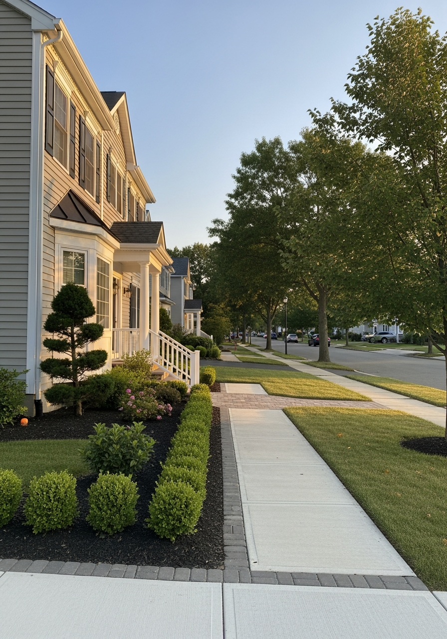 Exterior view of a Woodbridge home with updated features and professional landscaping.